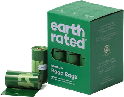 Earth Rated Dog Poo Bags, Guaranteed Leak Proof and Extra Thick Waste Bag Refill Rolls for Dogs, Lavender Scented, 270 Count