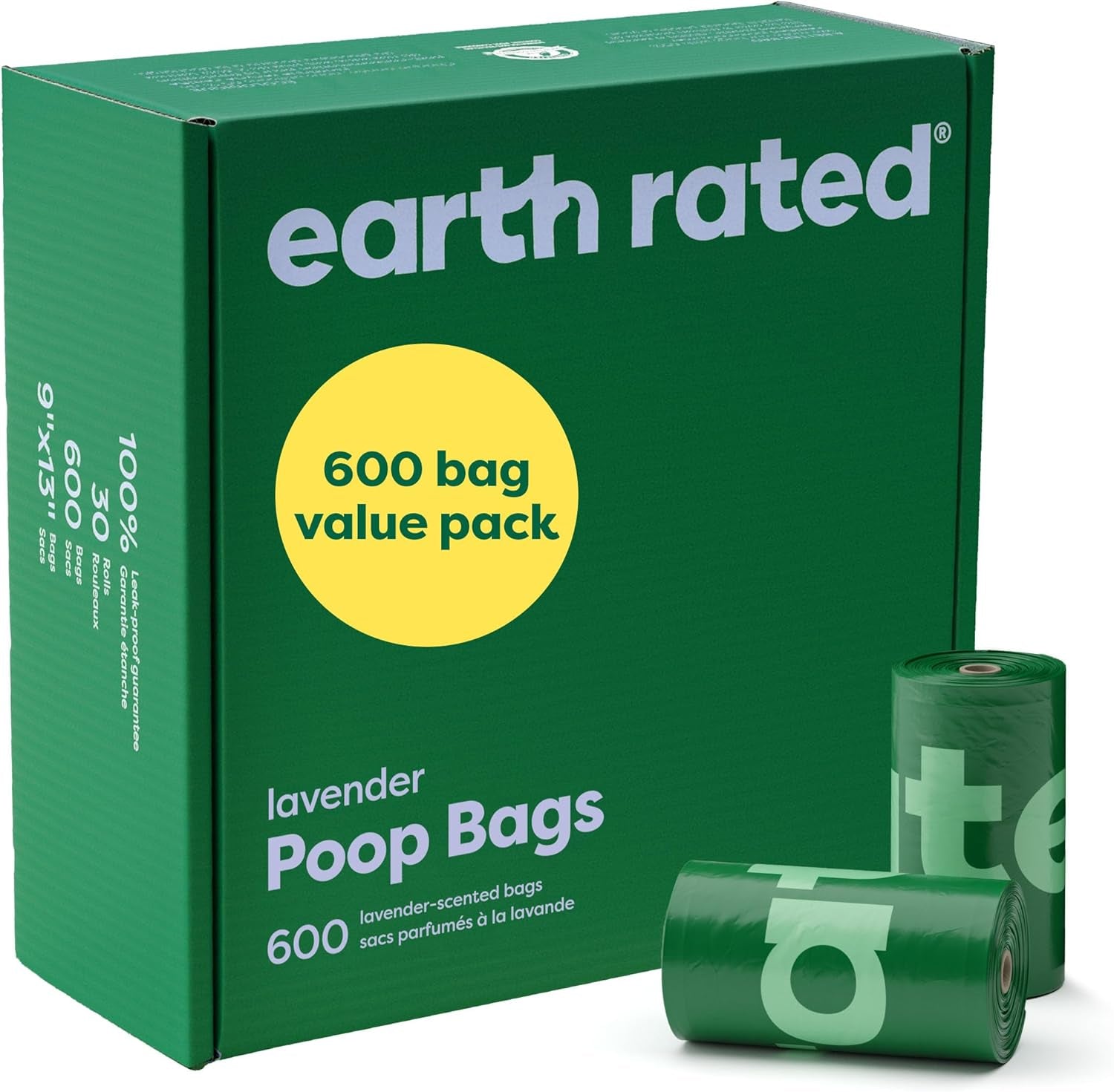 Earth Rated Dog Poo Bags, Guaranteed Leak Proof and Extra Thick Waste Bag Refill Rolls for Dogs, Lavender Scented, 270 Count